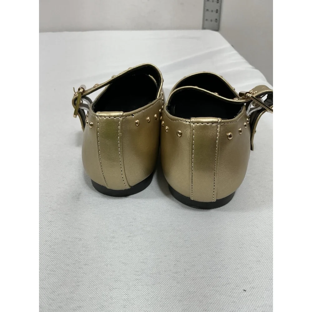 Girls NWOT Pandaninjia Party Shoes 12 Gold Studs Buckle Strap Almond Toe